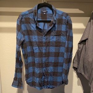 Black & Blue Plaid Button-up, Men’s M